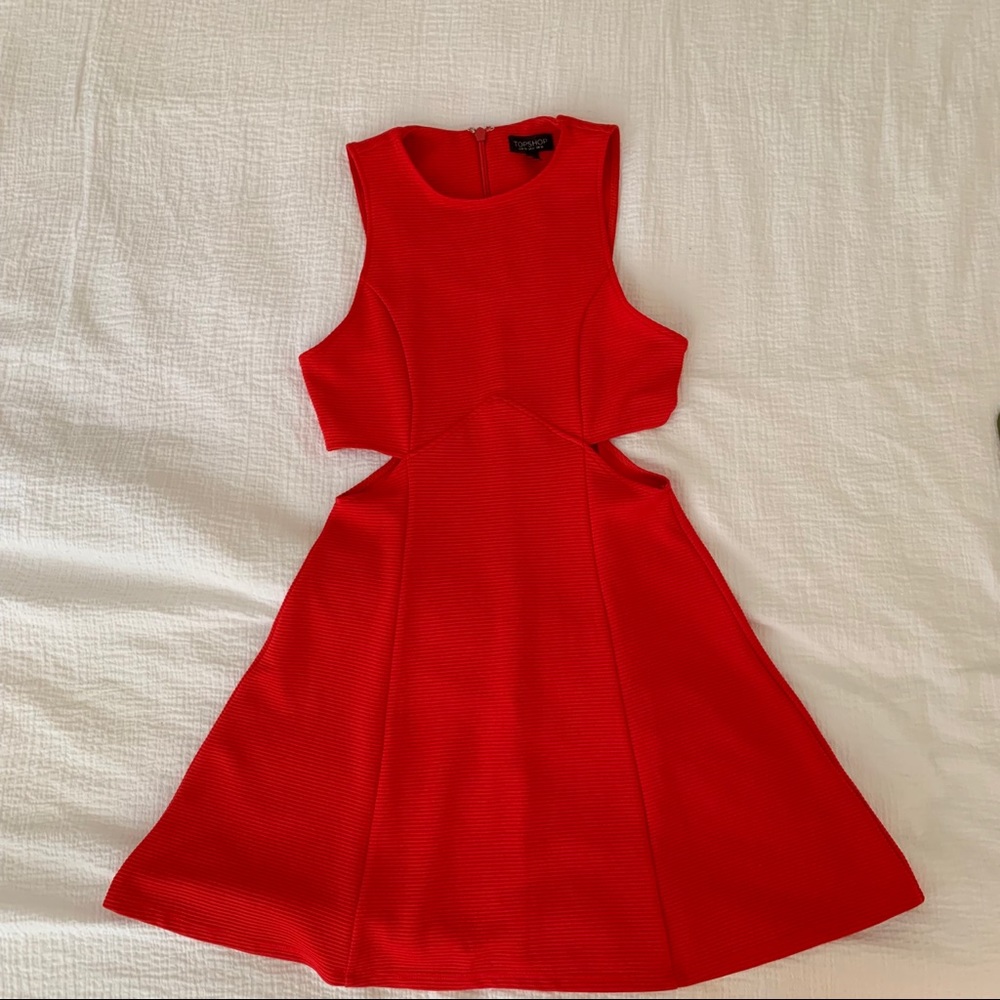 red topshop cutout dress